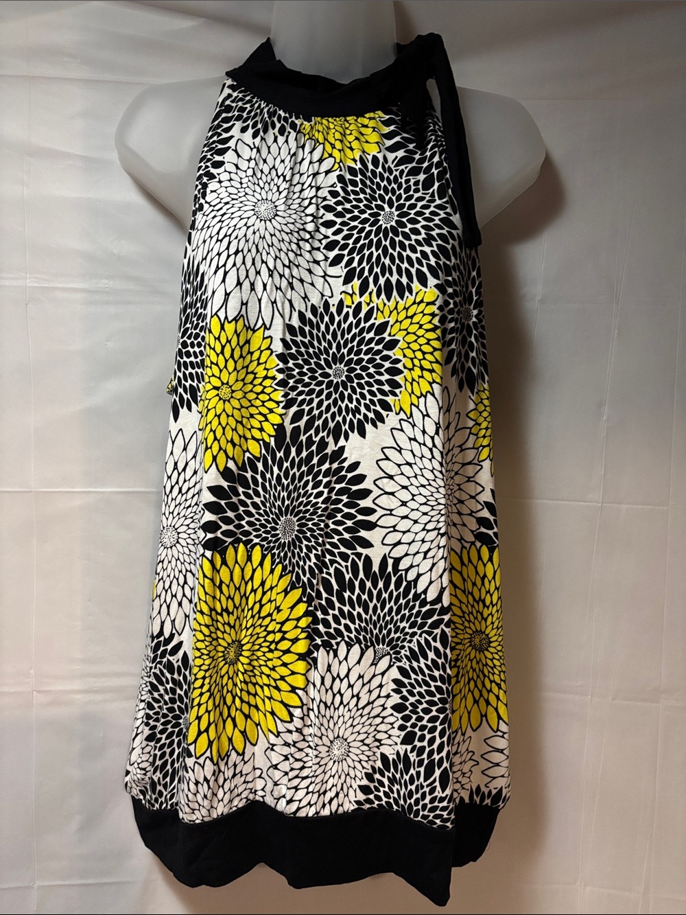 a.n.a Yellow, Black & White Floral A-Line Halter Skirt